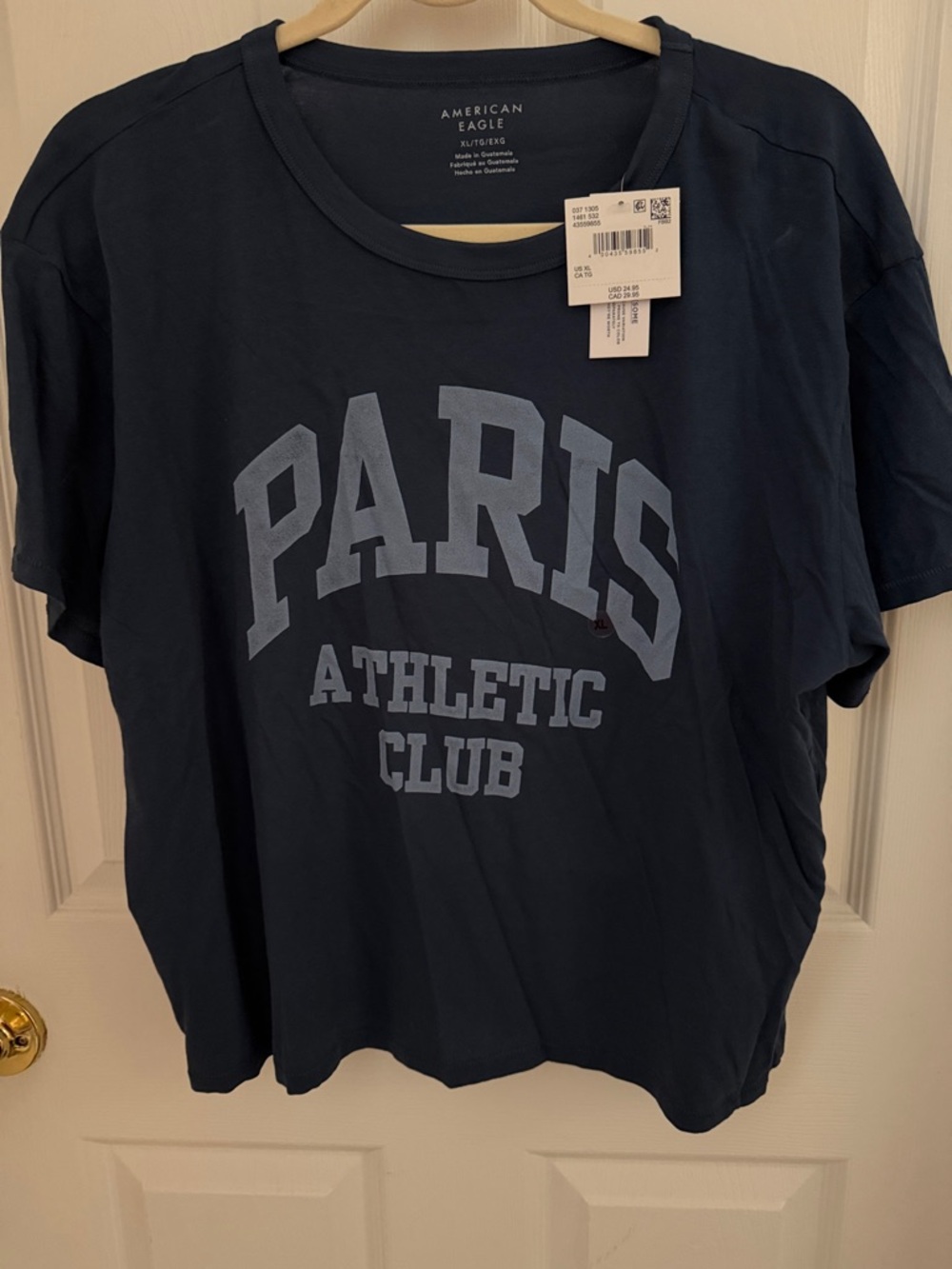 American Eagle Outfitters Women’s Navy Paris Athletic Club Graphic Tee